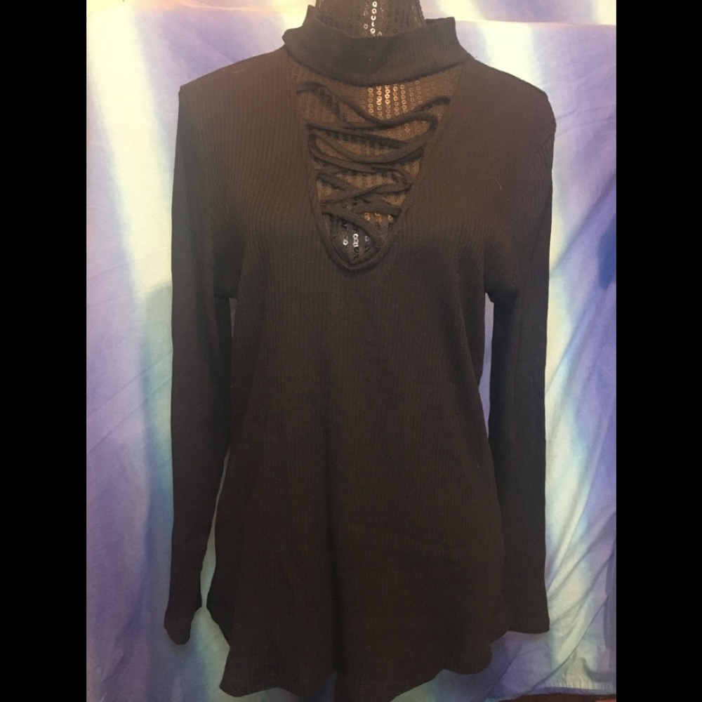 SHEIN Collared and Laced Up Long Sleeve